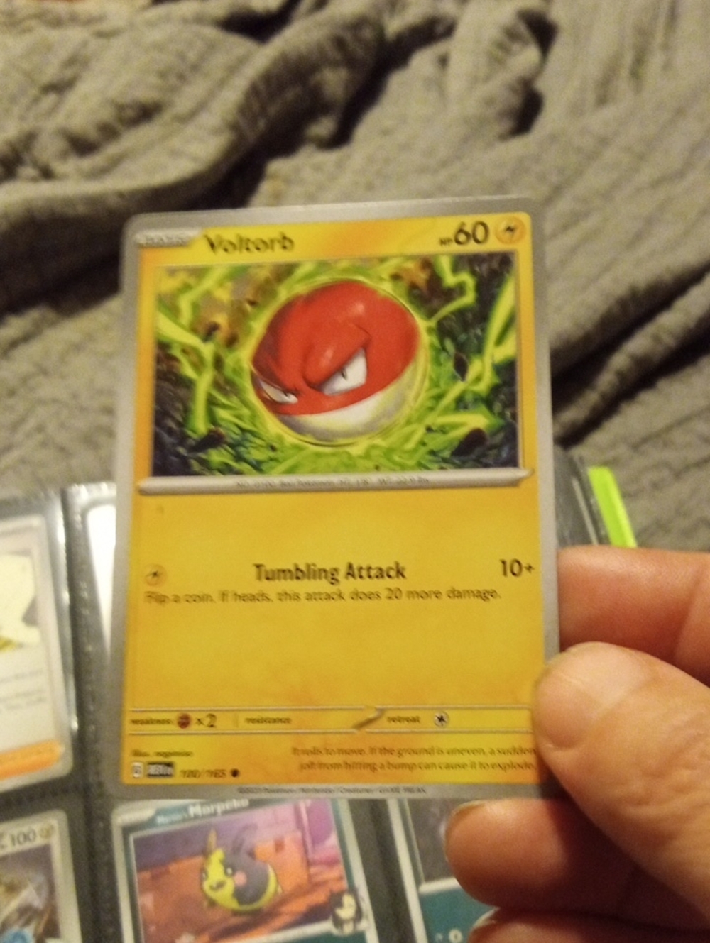 Pokemon Voltorb Card - Yellow and Red Artwork